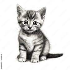 a pencil drawing of a small kitten