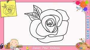 Comment dessiner une rose FACILEMENT etape par etape pour ENFANTS 1 -  YouTube