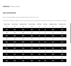 Armani Exchange Men U S Size Chart Www Prosvsgijoes Org