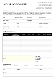 Wholesale Order Form Included Ms Word Purchase Graphics Design