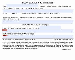Bill Of Sale Template Colorado Unique Example Bill Sale For Car