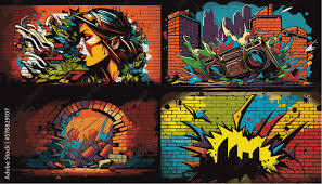 Urban Graffiti Art On Brick Wall