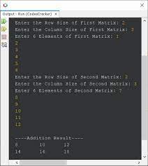 java program to add two matrices