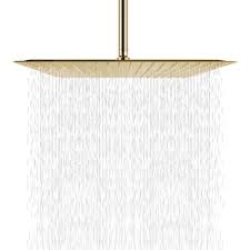 Brushed brass gold copper shower head 250mm set wall ceilig progressive mixer. Shop Fontana Brushed Gold Thin Luxury Bathroom Square Rain Shower Head Fontanashowers
