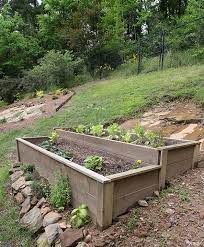 organic raised bed on a sloped yard