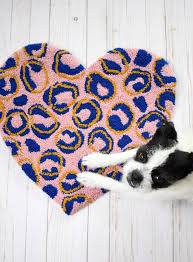 heart shaped leopard punch needle rug