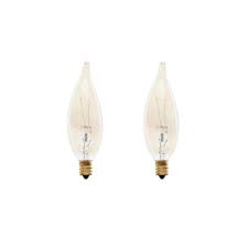 Feit Electric 40w Equiv Ca10 Candelabra Dimmable Incandescent Amber Glass Vintage Light Bulb With Spiral Filament Soft White 2 Pack Bp40cft Rp The Home Depot