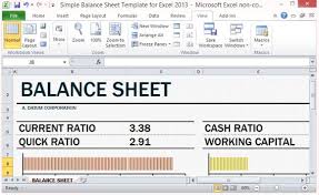Simple Balance Sheet Template For Excel 2013 With Working Capital