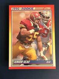 1998 kenner starting lineup football classic doubles cards #7 junior seau: 1990 Score Junior Seau 302 San Diego Chargers Football Card Usc Ebay