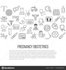 Modern Line Style Design Card Poster Template Obstetrics Objects