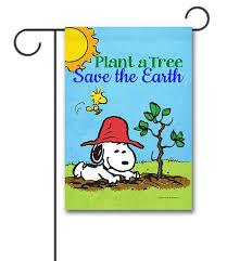 peanuts plant a tree garden flag