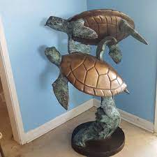 Vtg 3 5 Bronze Sea Turtles Garden Pond