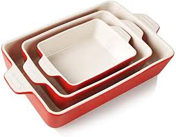 Pyrex 6 piece bakeware set pyrex. Sweejar Ceramic Bakeware Set Rectangular Baking Dish For Cooking Kitchen Cake Dinner Banquet And Daily Use 30 X 20 X 7 Cm Baking Pans Red Amazon De Kuche Haushalt