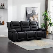 Faux Leather Reclining Sofa