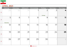 Wir stellen den kalender zur verfügung und sie können ihn selbst ausdrucken. Kalender April 2021 Nordrhein Westfalen
