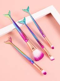 4pcs mermaid tail soft makeup brush set