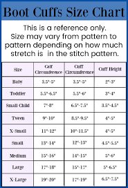 Crochet Boot Cuffs Any Size Crochet Boot Cuff Size Chart