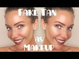 fake tan as makeup eyes lips