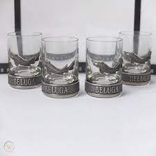 set of 4 beluga russian vodka shot