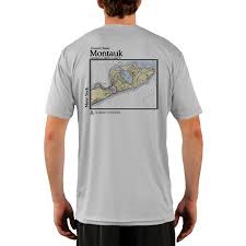 Montauk Nautical Chart Mens Upf 50 Uv Sun Protection Short Sleeve T Shirt