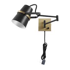 Globe Electric Mckibbin 1 Light Matte Black Plug In Or Hardwire Swing Arm Wall Sconce 51345 The Home Depot