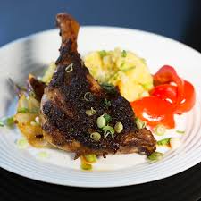 roasted duck leg with mustard mashed