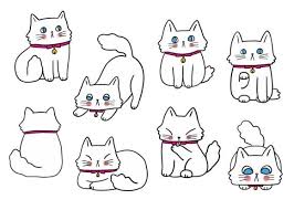 cartoon cute white cat clipart graphic