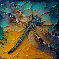 Stuck Dragonfly Mixed Media Painting