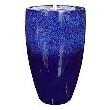 Pre Lit Blue Ceramic Garden Fountain 22