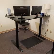 A corner sit stand desk converter can be the perfect solution. Adjustable L Shape Corner Standing Desk