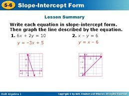 5 6 Slopeintercept Form Warm Up Graph Each