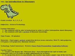 An Introduction To Dinosaurs Lesson Plan For Kindergarten