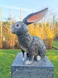 Cute Metal Rabbit Garden Sculpture