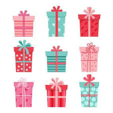 set of patterned gift boxes tied with