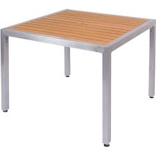 Natural Faux Teak Aluminum Patio Table