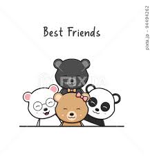 cute bear best friends greeting cartoon