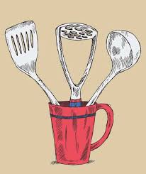 hand drawn kitchen utensils vector
