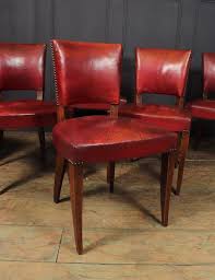 art deco red leather dining chairs
