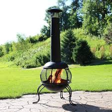 Sunnydaze Decor 66 Steel Wood Burning Outdoor Chiminea With Rain Cap Black