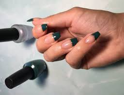 Deep Teal French Tip Nails Lots Of
