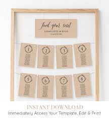 Wedding Seating Chart Template Seating Plan Table Card