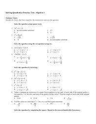Solving Quadratics Practice Test With