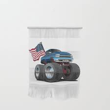 Monster Pickup Truck With Usa Flag