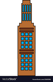 Cartoon building high tower apartment commercial Vector Image