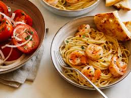 y shrimp and spaghetti aglio olio