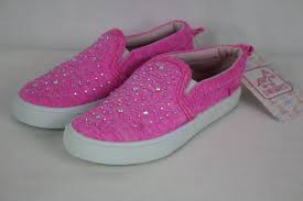 New Toddler Girls Tennis Shoes Size 8 Pink Loafers Sneakers Slip On Rhinestones Ebay