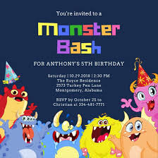 Monster Bash Birthday Party Invitation Templates By Canva