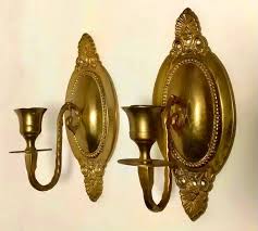Pair Of Vintage Brass Candle Wall