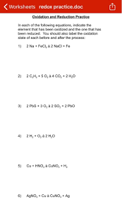 Worksheets Redox Practice Doc Oxidation