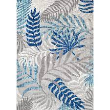 Home depot round outdoor rugs learningpass club. Jonathan Y Tropics Palm Leaves Gray Blue Indoor Outdoor 5 Ft X 8 Ft Area Rug Amc100a 5 The Home Depot Blue Outdoor Rug Area Rugs Tropical Outdoor Rugs